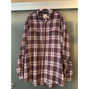 RedHead Men's Red & Black Plaid Cotton Long Sleeve B&T Button-Down Shirt Sz 2XLT